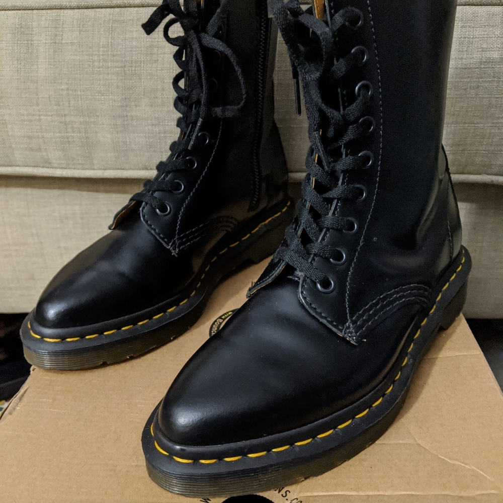 Dr. Martens pointy black 10 hole boots